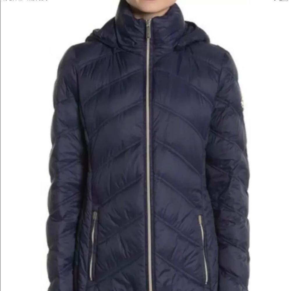 Michael Kors Packable Hooded Zip Down Jacket XL